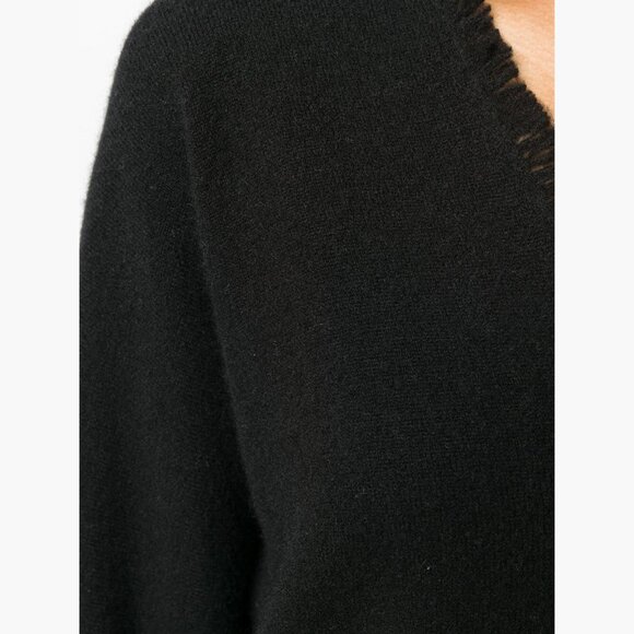 Vince Boiled Cashmere Fringe V Neck XL Black - Picture 6 of 12